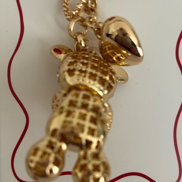 ☀️Gold and Red Bling Teddy Bear Bag Charm/Key Chain - Picture 4 of 5